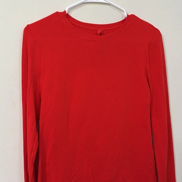 SKIMS Cotton Stretch Jersey Long Sleeve Red Shirt Size XL - Picture 4 of 8